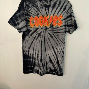 Cookies Logo Tie-Dye Crew Neck Tee in Black & Gray